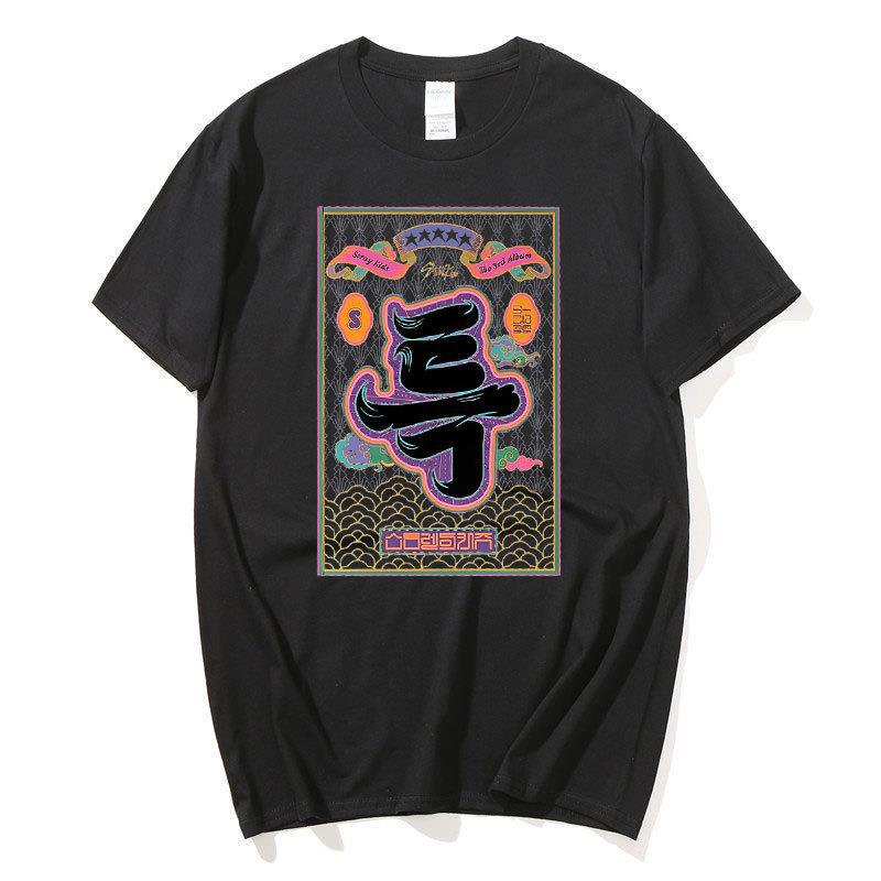 Support Combination Stray Kids Around Harajuku Print Fashion Men S And Women S T-Shirts Tops Short Sleeves S