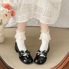 Retro Women's Pumps Lolita Mary Jane Shoes Women Vintage Shallow Chunky High Heeled Platform Round Head Bowknot Single Shoes