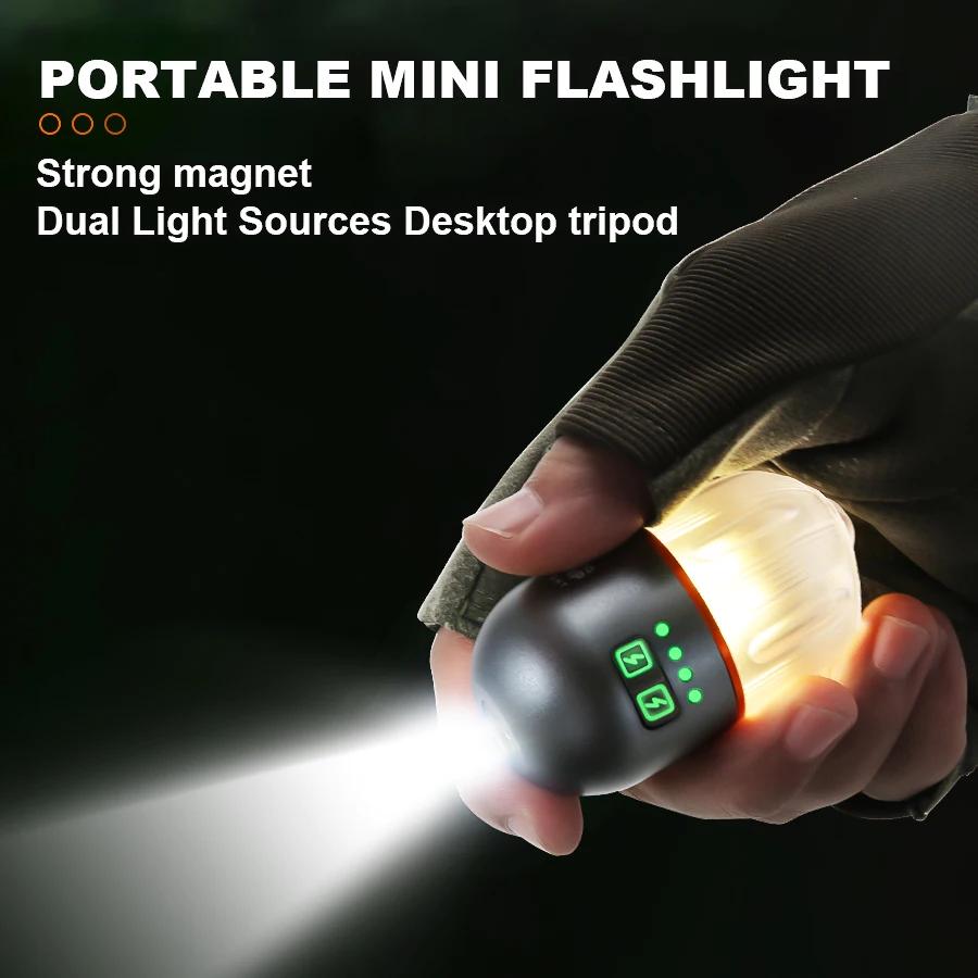 Rechargeable Camping Lantern Flashlight Work Light Multi Mode Portable Hook Hanging Tent Light Outdoor Fishing Emergency Lamp