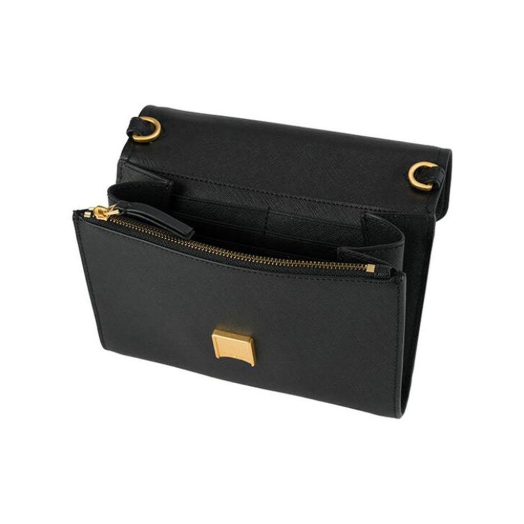Tory Burch Emerson Metal Logo Chain Shoulder Strap Small Leather And Leather Crossbody Bag Women crossbody bag Black 136093-001