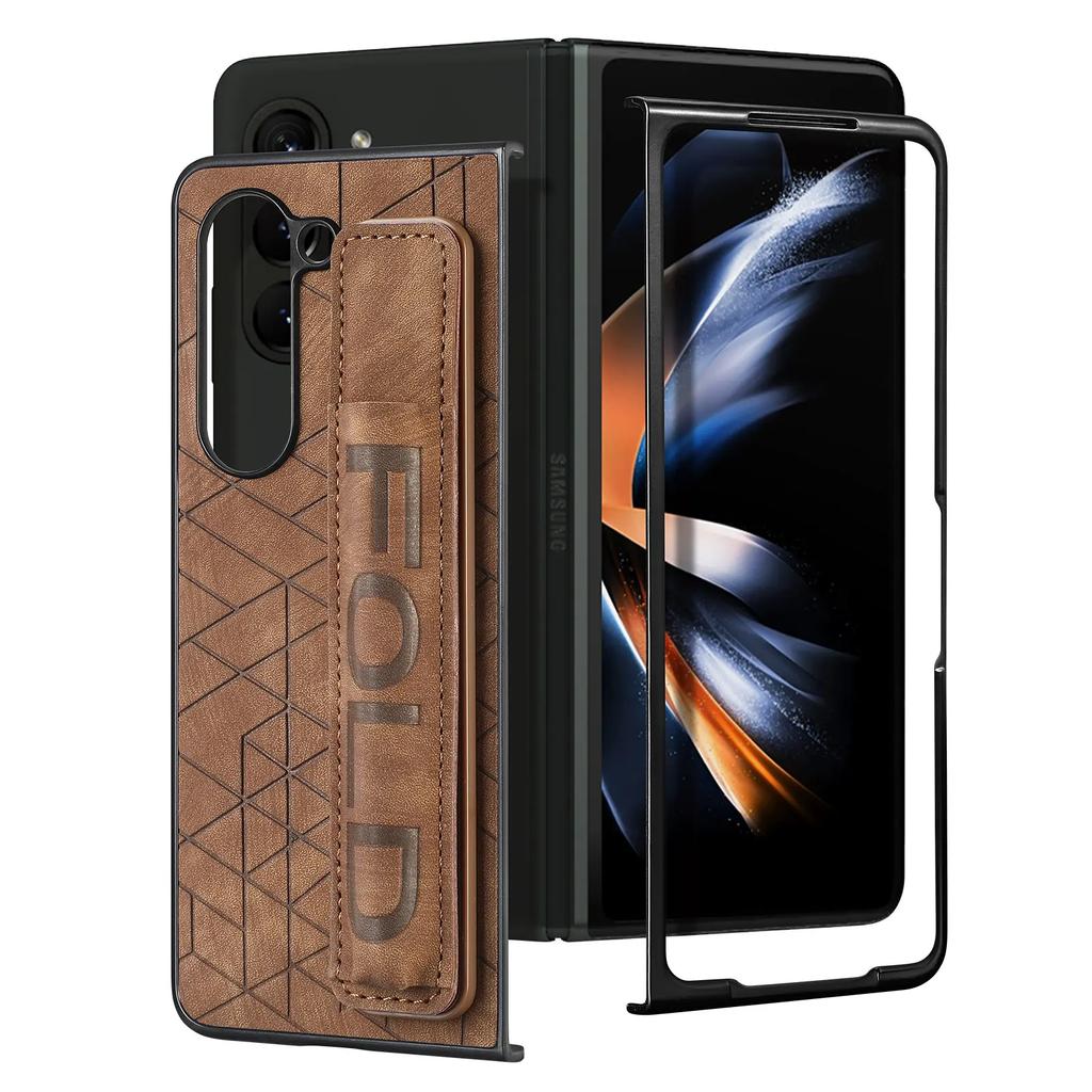 Wristband Holder Leather Case for Samsung Galaxy Z Fold 6 5 fold6 Fold3 Fold5 Fold4 Fold 4 3 5G S Pen Slot Mobile Phone Cases