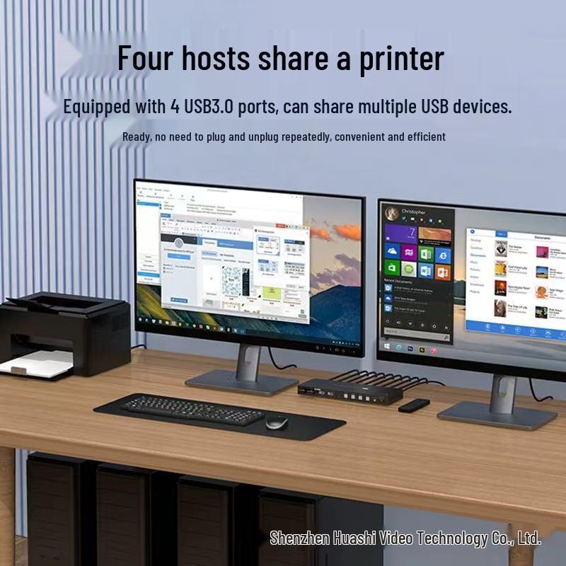 8K HDMI/DP KVM Switch 4x1 - Mouse & Keyboard Control for Four Computers