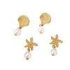 Creative Pearl Starfish Stud Earrings for Women - Exquisite Seaside Resort Style
