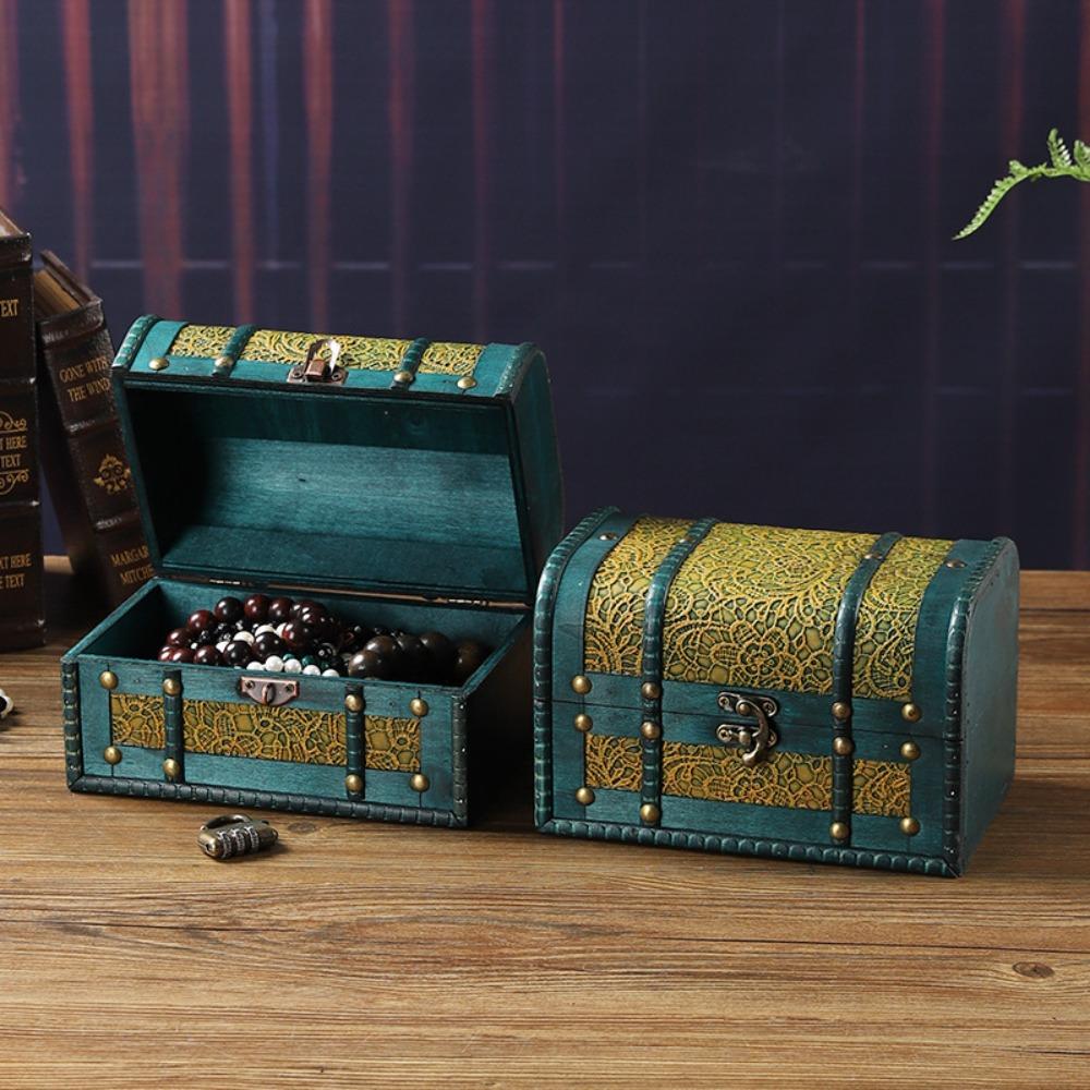 Antique Finish Jewelry Keepsakes Box Wooden Organizers Case Home Decoration Box  Photo Storage