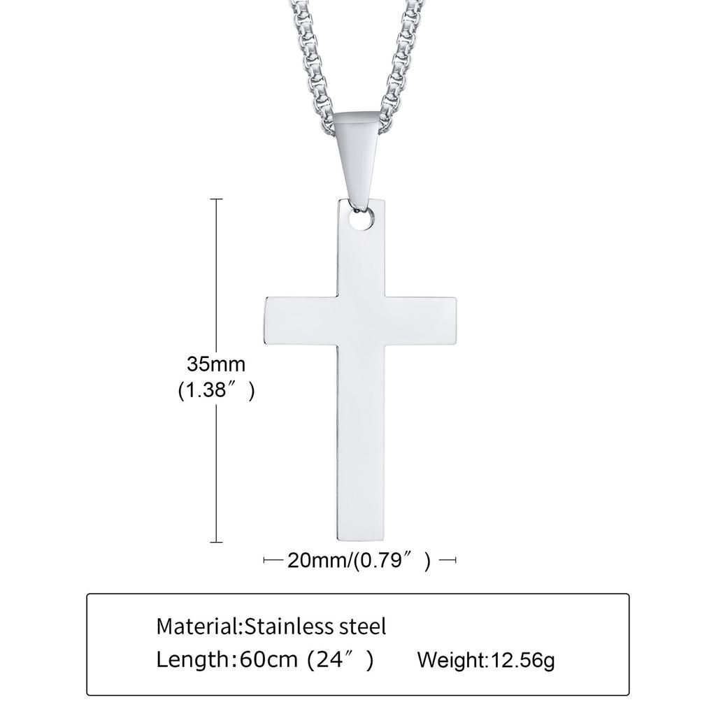 Waterproof Cross Necklaces for Men Male Gifts Zircon, Anti Allergy Stainless Steel Plain Cross Pendant with Rope Chain