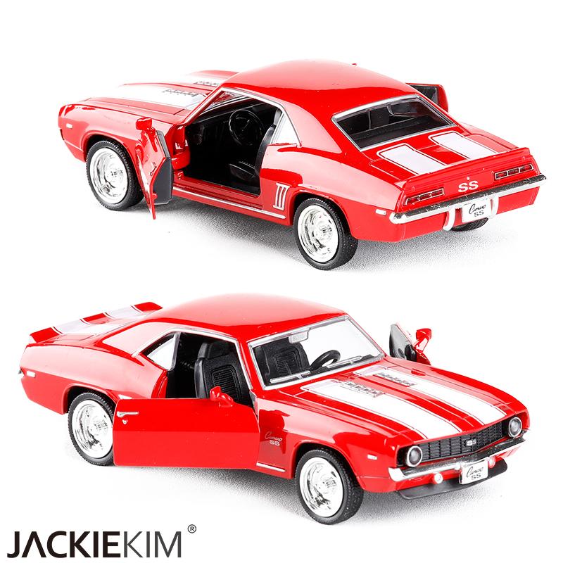 1/36 Scale Chevrolet Camaro SS 1969 Diecast Car Model Toy, Pull Back Toy Vehicle with Sound and Light for Kids Toddler Boys Girls Gift Collection
