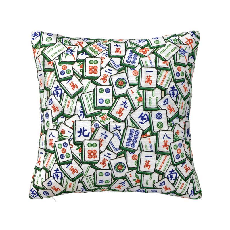 Mahjong Tile Pattern Cushion Cover X Cm Polyester Velvet Throw Pillow Case For Sofa Car Seat Decoration Bedding Pillowcase