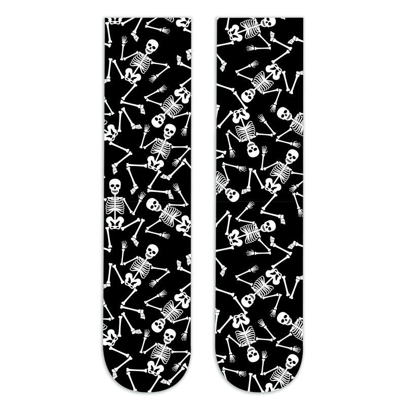 1 Pair Halloween Printed Calf Stockings In The Long Fashion Personality with Skull Pumpkin Bat Socks