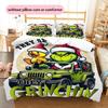 1PC Grinch Pattern Bedding Quilt Set Quilt Cover Pillowcase Home Decoration Birthday Gift (1 * Duvet Cover + 2 * Pillowcase, Without Core)