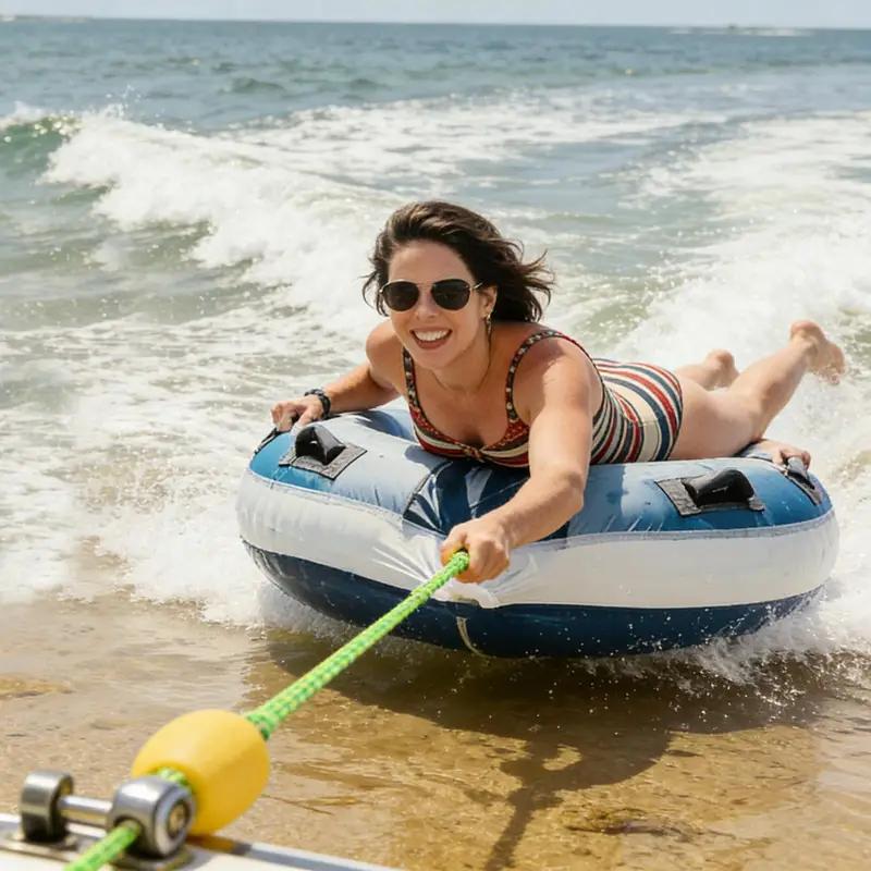 Wytrzymała lina holownicza do łodzi 17FT z 2 hakami, Pływający pas bezpieczeństwa narciarza wodnego do wakeboardingu, tubingu, Lina holownicza do sportów wodnych