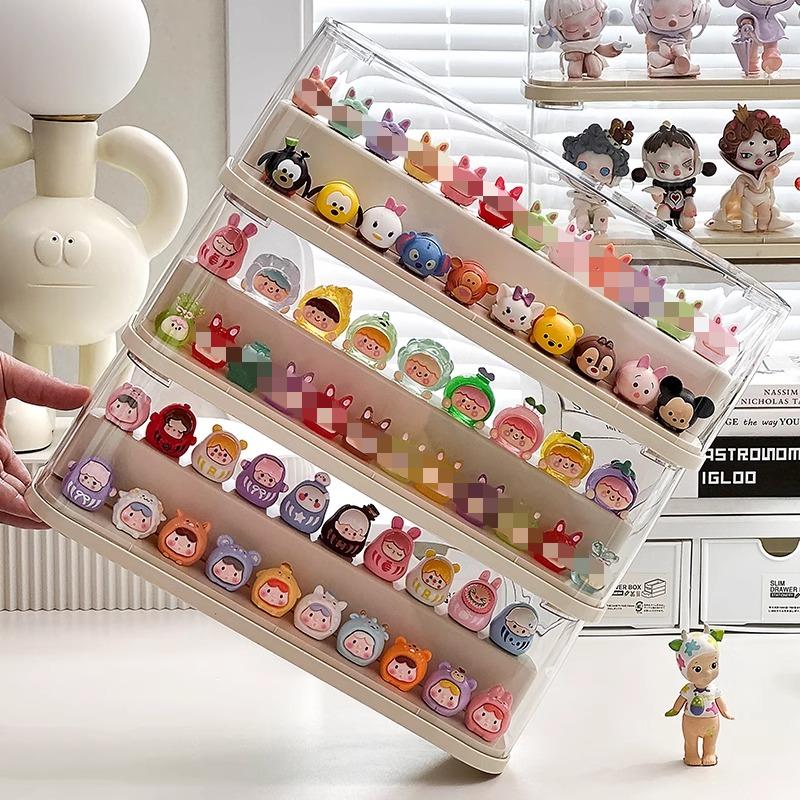 Large Figure Display Storage Box Blind Box Storage Rack Figures Acrylic Clear Ornaments Dust Proof with Lid Boxes Organizer Cute