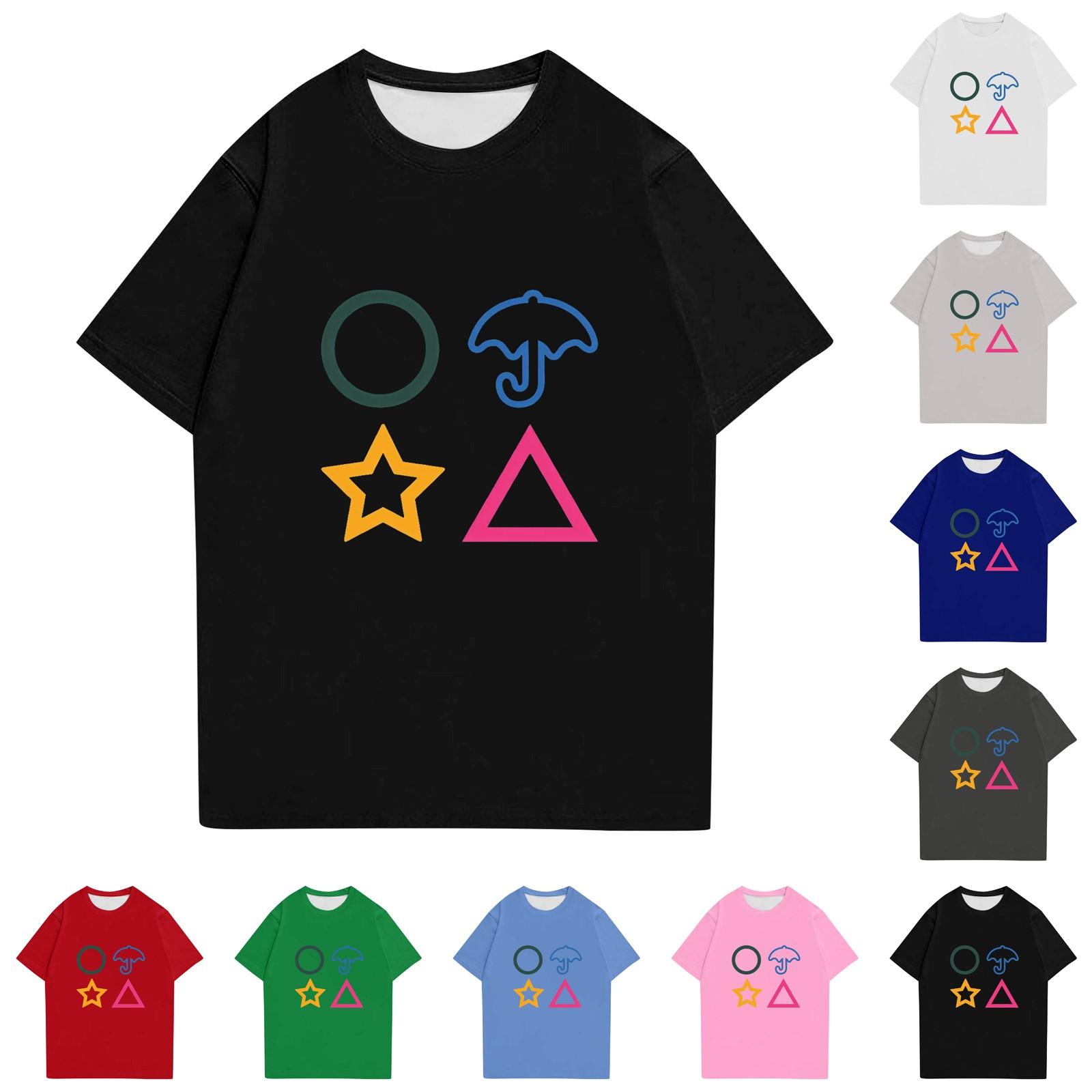 

Мужская и женская рубашка с круглым вырезом и короткими рукавами M