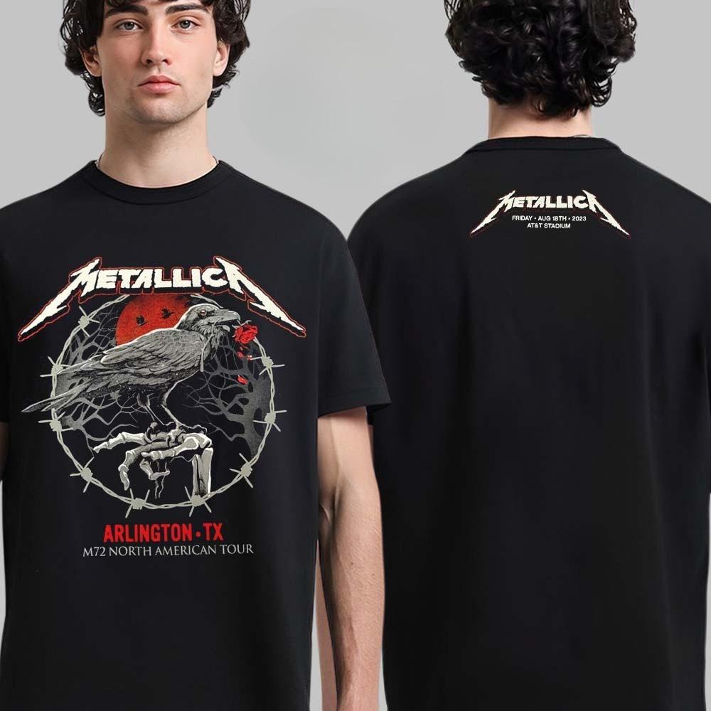 Metallica M72 Arlington Texas Night 2 Merch Tee M72 North American Tour on August 20 2023 The Skeleton Art Two Sides