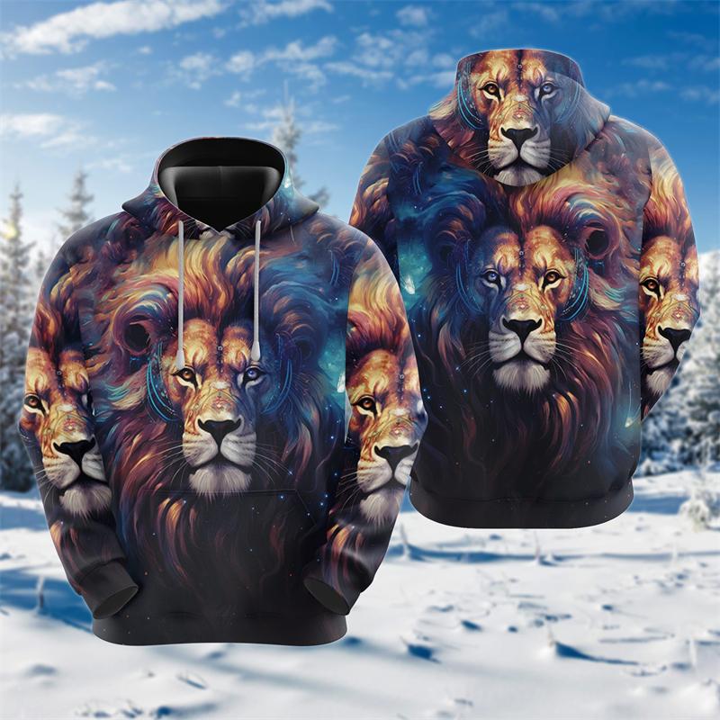 Cross Lion 3D Printed Hoodies For Men Clothing Harajuku Fashion Animal Graphic Sweatshirts Casual Boy Tracksuit Women Gift Tops