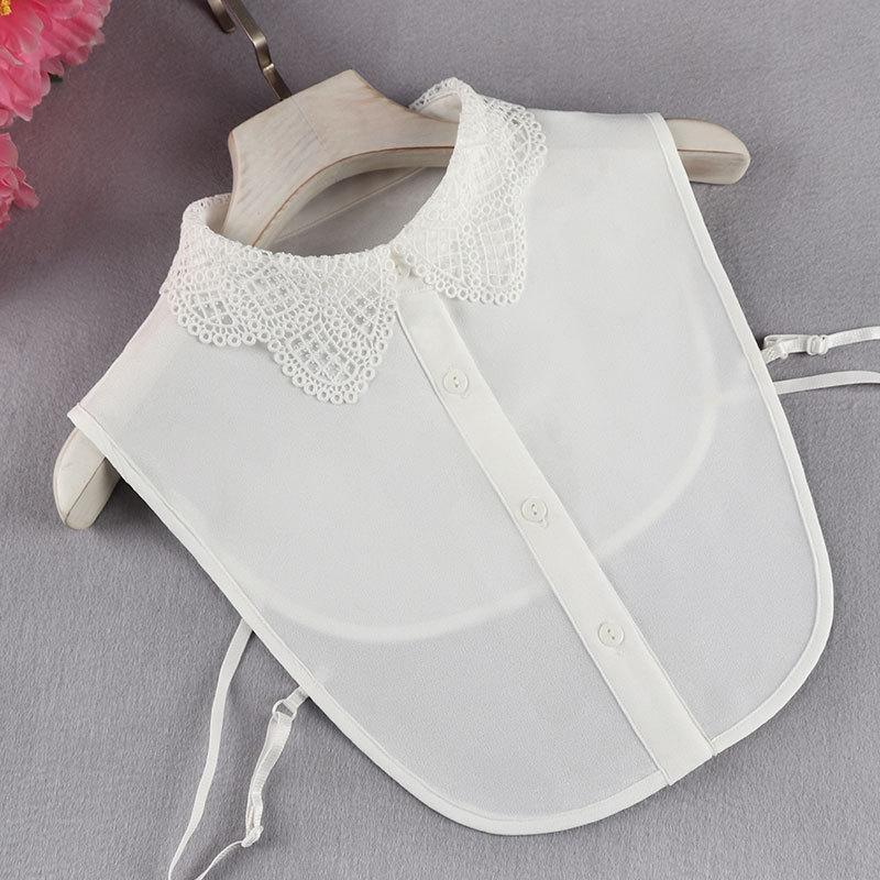 Women s Versatile Wrinkle-Resistant Chiffon Floral Embroidered Detachable Collar
