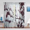 Cherry Blossom Flowers Pink Floral Tulle Curtains for Living Room Bedroom Decoration Modern Chiffon Sheer Voile Kitchen Curtain