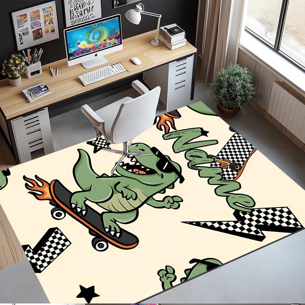 Custom Name Dinosaur Printed Carpet,Rug for Office Chair Living Room Bedroom Kitchen Room Decor Gifts.