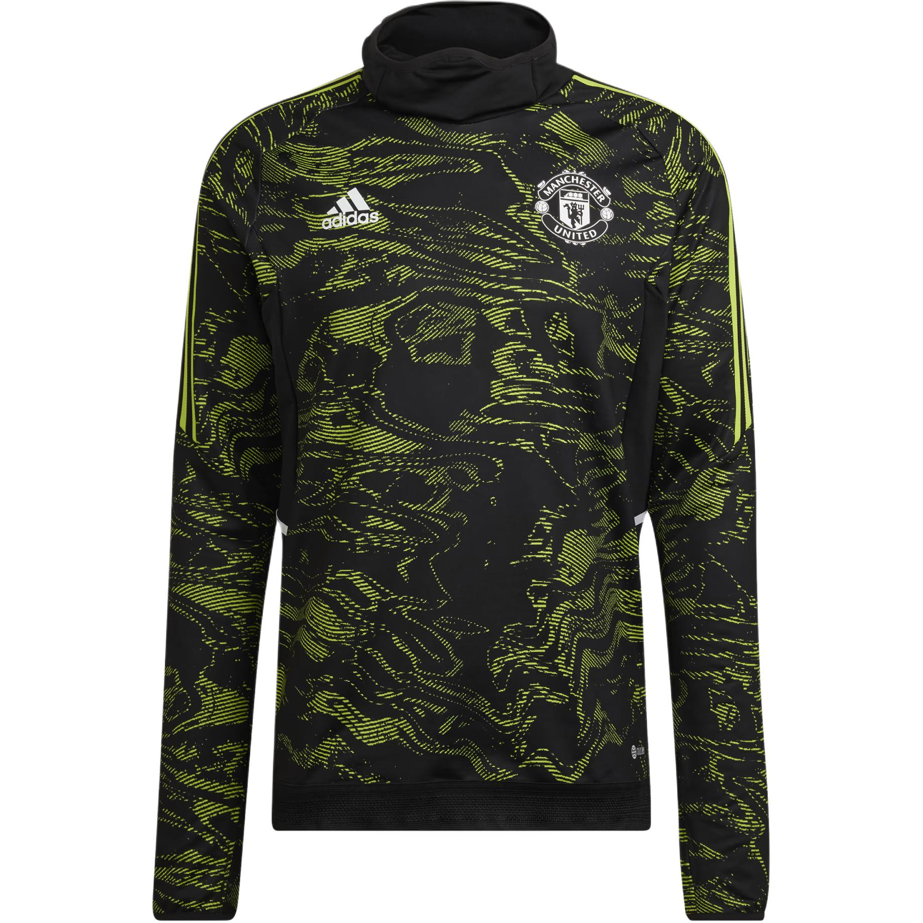 

Adidas Manchester United Condivo 22 Pro Warm Top Striped Print Long Sleeve Football Shirt Men tops Green HE6676 S