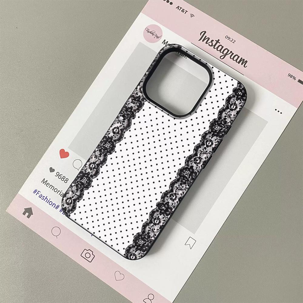 Czarny koronkowy wzór w kropki Lichee Skórzany Pokrowiec na Telefon Dla Xiaomi mi 15T X7 F7 X6 M7 X5 M6 F5 X4 X3 Pro Ultra GT NFC 4G 5G