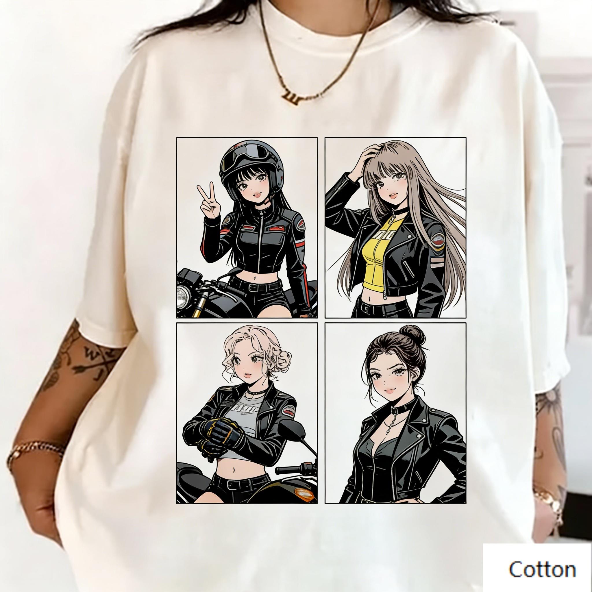 

Retro Anime Girl Print Cotton Tee Neutral Fresh Streetwear Loose Casual Short Sleeve T Shirt for Unisex Women 4XL
