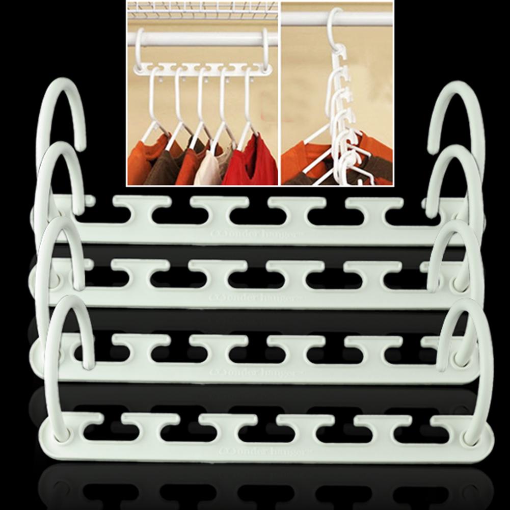 8 4 2 1 ABS Plastic Magic Wonder Hangers Closet Space Saver Smart Organizer Clothes With 2 Hooks