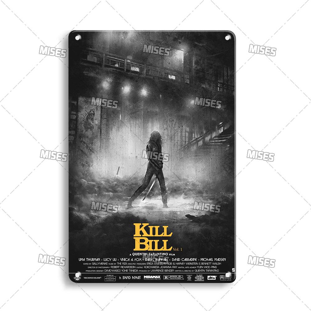 MISES Kill Bill:Sv.1 Klasický filmový bar Kovová cedule Vintage plakát Rezavý kovový talíř Průmyslový dekor Domov Kavárna Klub Kovová plaketa