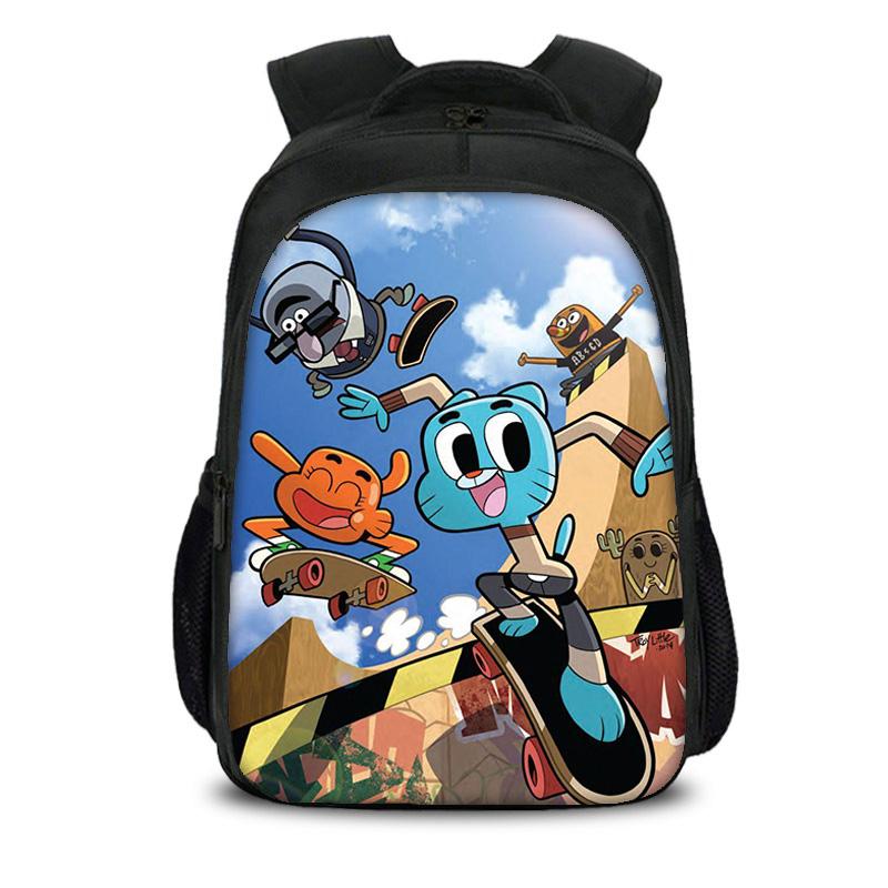 De Geweldige Wereld van Gumball Dubbellaags Rugzak Cartoon Anime Bedrukt Student Jongens en Meisjes Nieuwe Stijl