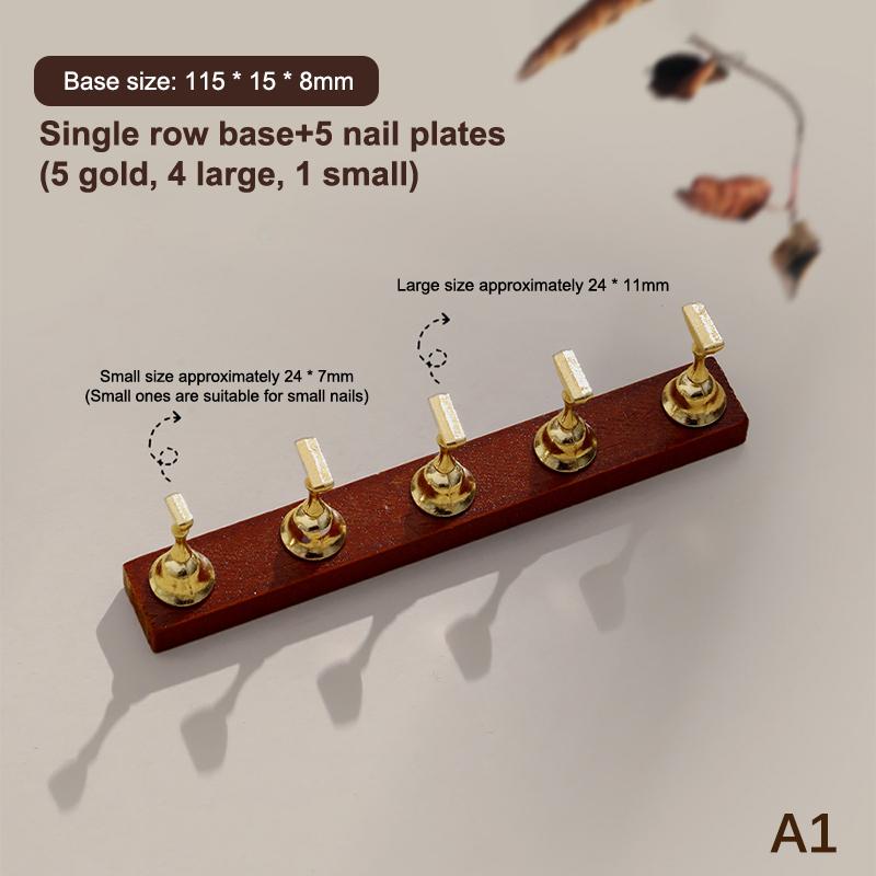 Negleutstilling Sterk Magnetisk Negleholder Falsk Negletipp Øvelsesstativ Valnøtt Trebase Holder For Kunstsalong DIY Øvelsesverktøy