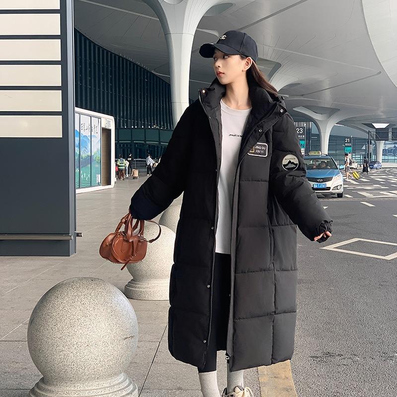 Couples Winter Coat Men's and Women's Warm Down Cotton-padded Clothes Loose Thickened Cotton-padded Clothes Long Knee-length Cotton-padded Jackets