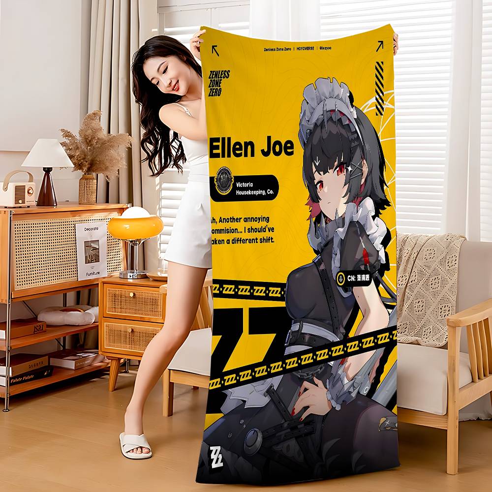 ZZZ Ellen Joe Game Zenless Zone Zero Microfiber Beach Towel Absorbent Quick dry Soft Yoga Swimming Resort Mountain Climbing