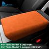 Italian Top Suede Armrest Box Protective ABS Cover Trim for Tesla Model Y Juniper 2025 2026 2027 Model 3 Highland 2024-UP