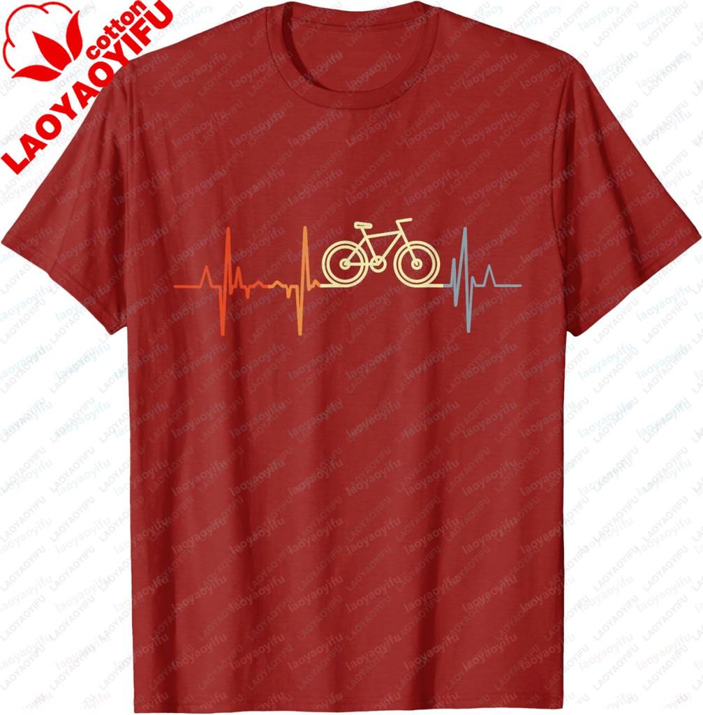 Retro Bicycle Heartbeat Racing Cyclist Bicycle Pulse Line Tshirt Fashionable Casual Comfortable Shortsleeved Tshirt