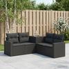 5 Piece Sofa Set Black Poly Rattan and Steel