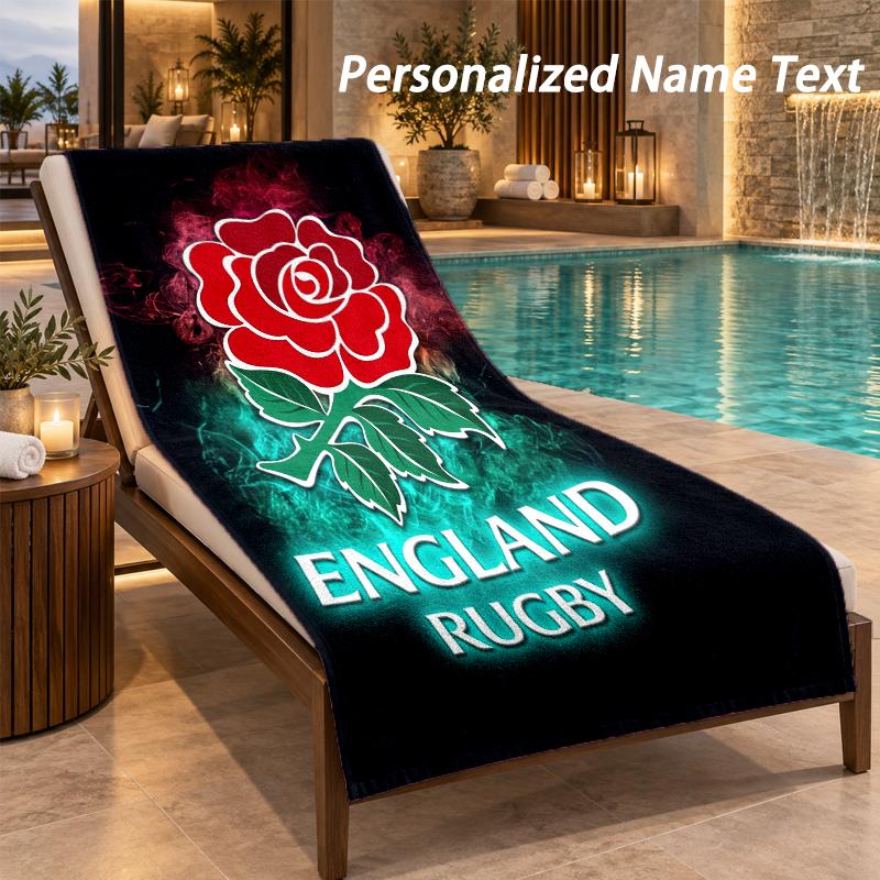 Custom Text England Rugby Print Beach Towel Large Towel For Home Bathroom Beach