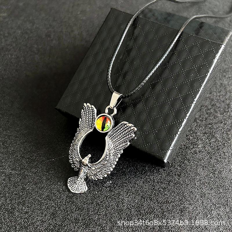 Retro Devil's Eye Pendant: Winged Eagle Stainless Steel Necklace for Men