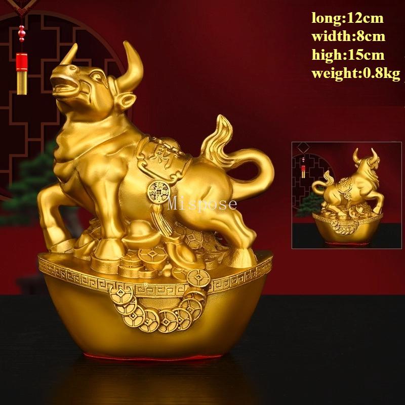 Brass Ox Decorative Piece Treasure Ox for Abundant Wealth Rolling Wealth Office Decor
