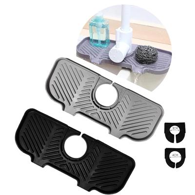 Silicone Faucet Drying Mat Kitchen Sink Faucet Splash Guard Bathroom Faucet Water Catcher Rack Countertop Drip Catcher Tray