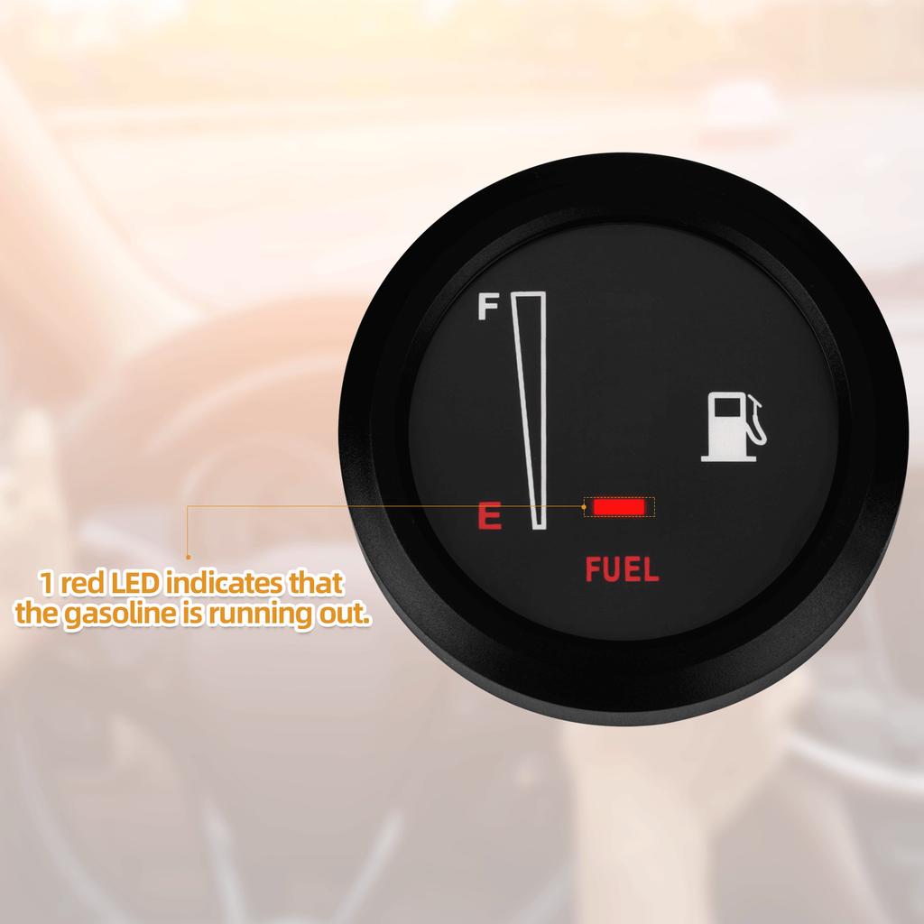CNSPEED Universal 12V 2" 52mm Fuel Level Gauge Car Motorcycle Fuel Level Meter Gauge Electronic LED Ultra Thin Benzine Meter