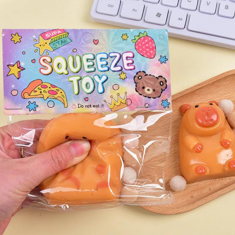 Capybara Klämleksak Långsamt Återgående Sensorisk Fidget Stresslindring för Vuxna Barn Flytande Kreativitet Söta Gåvor Rolig Skrivbordsdekor