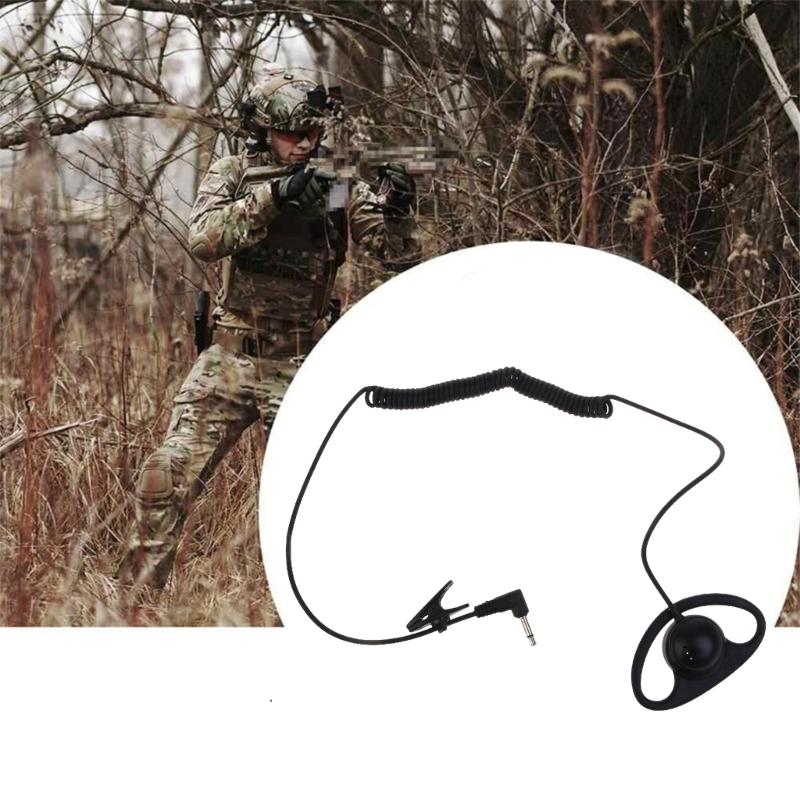 D-shaped Headphone Receiver/Listen Only 3.5mm Headset Earpiece Fitting Right/Left Ear Suitable for Walkie-Talkie ABS