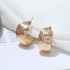 Metal Feather Women's Stud Earrings Gold Color C-shaped Earrings for Female Unusual Earrings Bijoux Femme Fashion Zircon