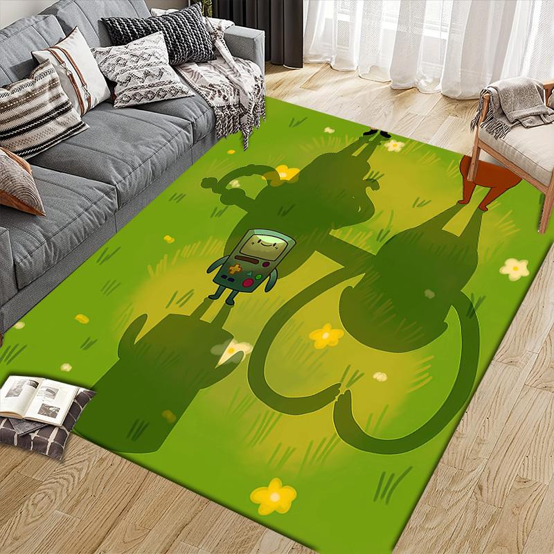 Adventure Time Flannel Pattern Square Carpet,Area Rug,Carpet Rug for Living Room Bedroom Sofa Playroom Decor,Non-slip Floor Mat