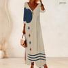 Plus Size Women V Neck 3 4 Sleeve Maxi Dress Soft Fashion Daily Street Wear