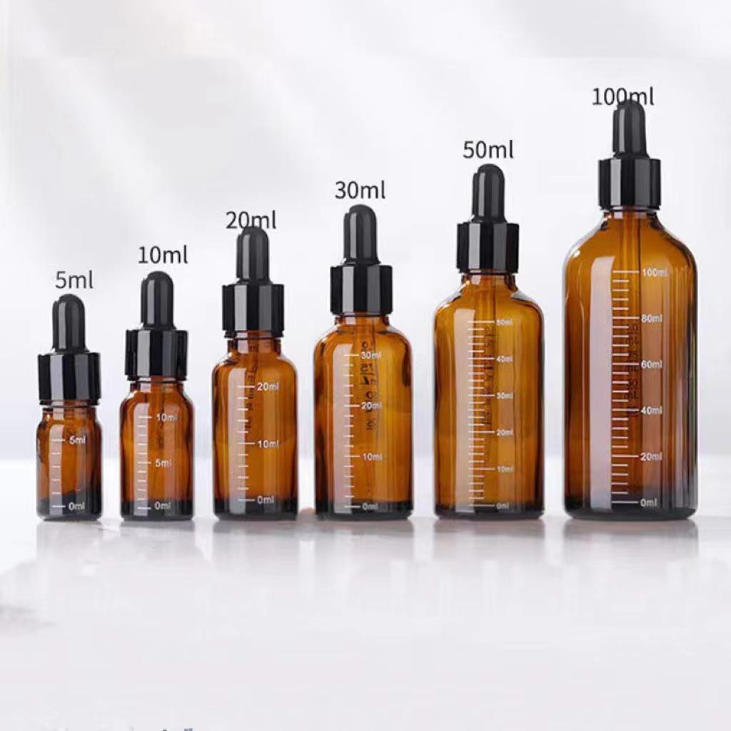 Braune Glasflasche für ätherische Öle mit Tropfer, 10 ml/30 ml, Flasche mit kosmetischer Skalierung