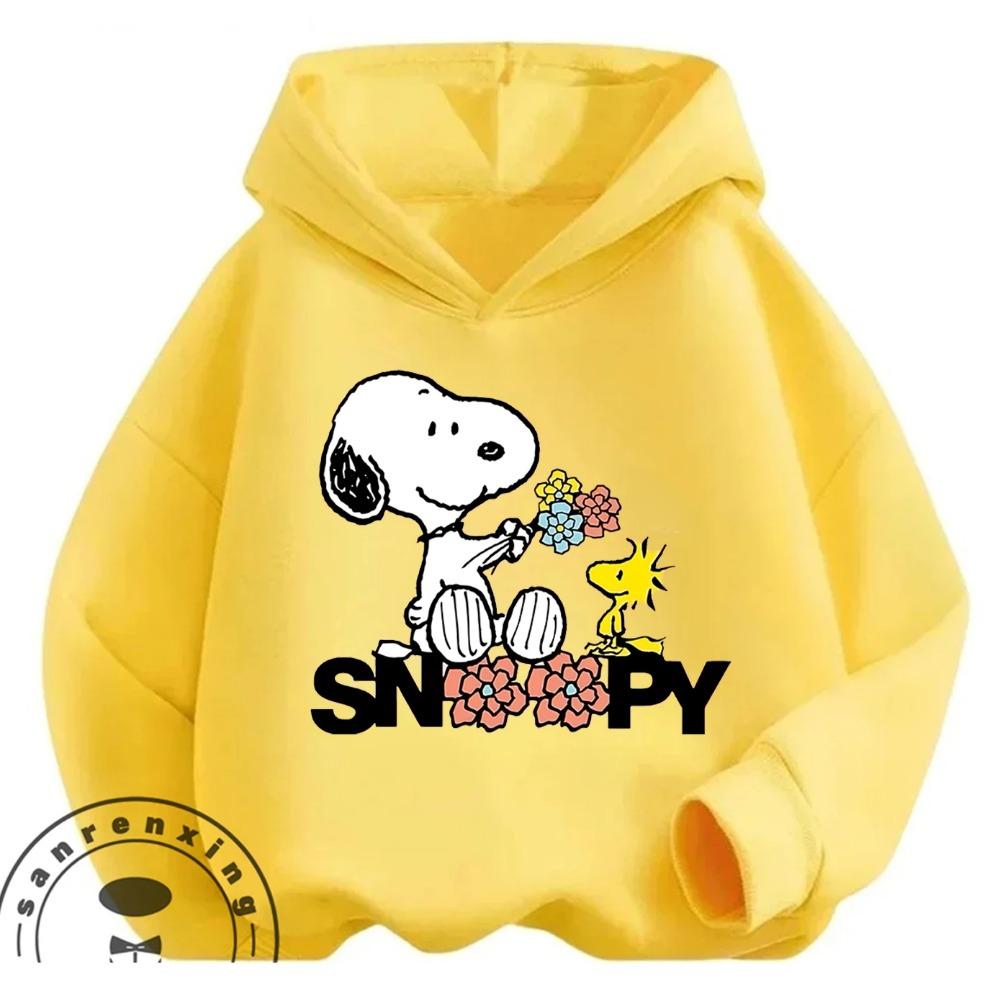 Kawaii Printed Hooded Sweatshirt Autumn Winter Casual Trendy Cartoon Kids Shirt Snoopy Children