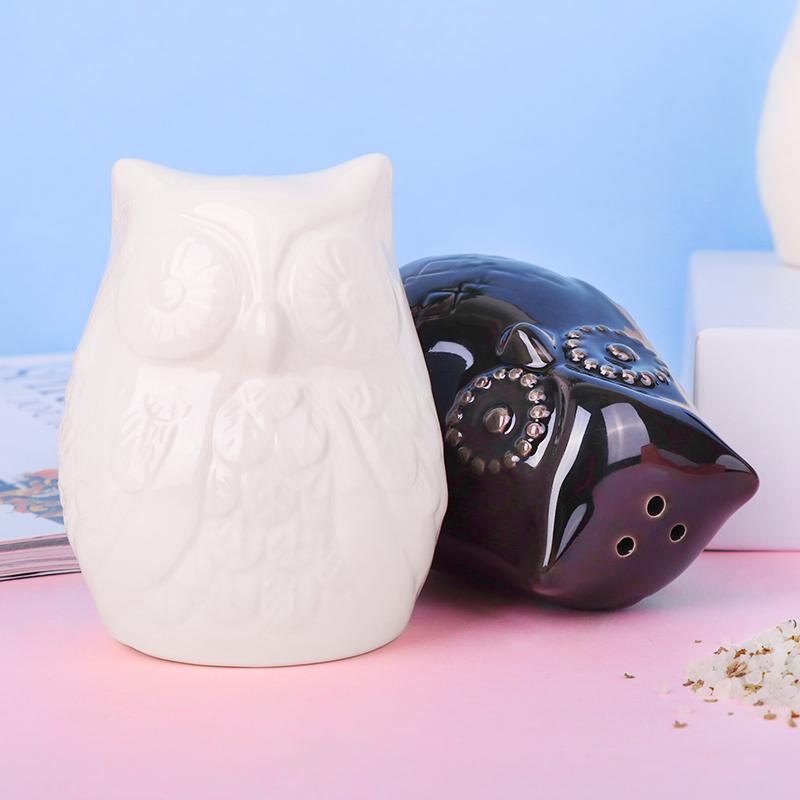 Handmade Owl Ceramic Salt & Pepper Shaker Set Unique Rustic Charming Kitchen and Home Decor Tableware Gift Idea