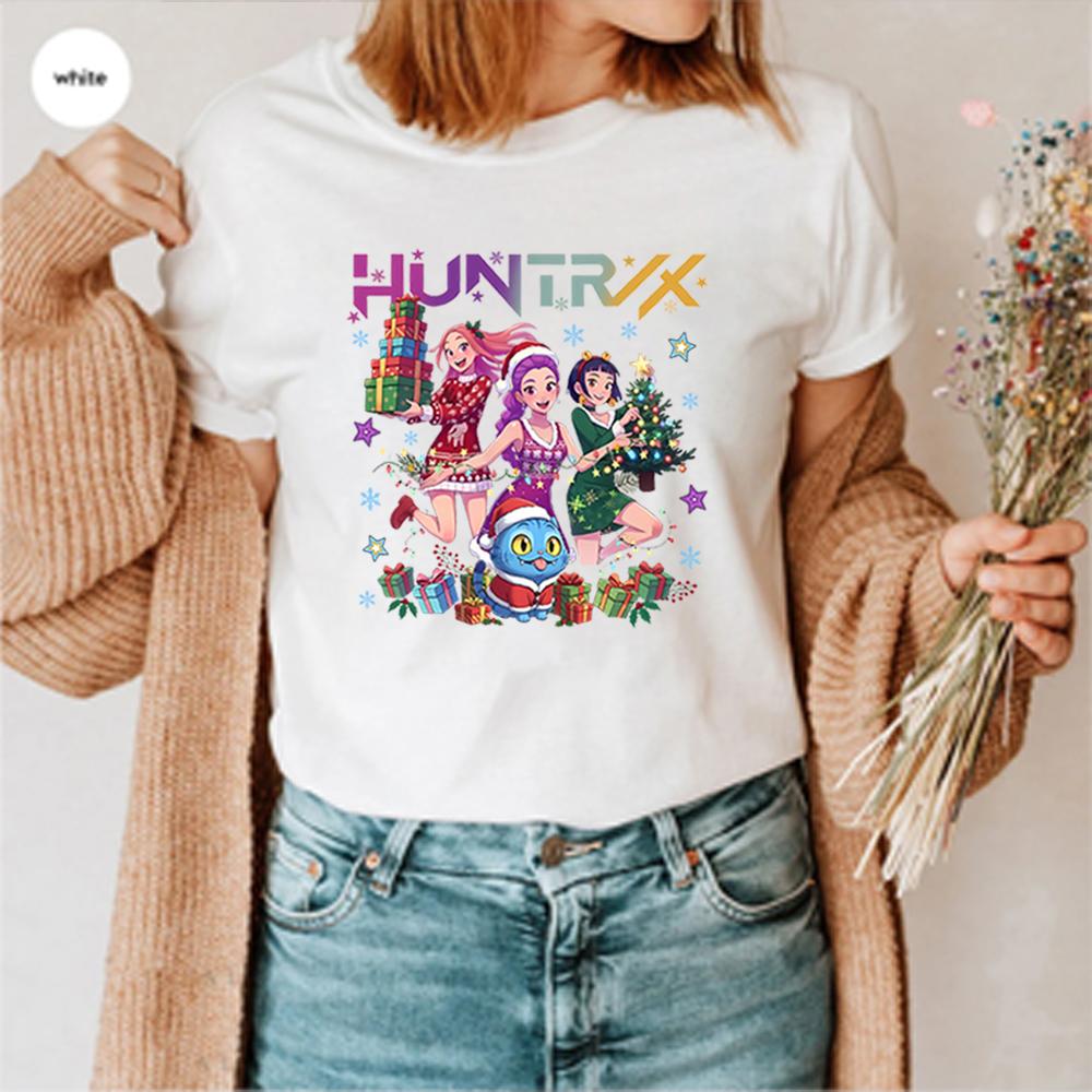 Huntrix Weihnachtsshirt Huntrix Mädchen und Dämonenjäger Tiger Weihnachtst-Shirt Niedliche Derpy Tiger Shirts Damen Weihnachtsgeschenk