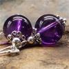 Women's Imitation Amethyst Agate Dangle and Stud Earrings in Silver 