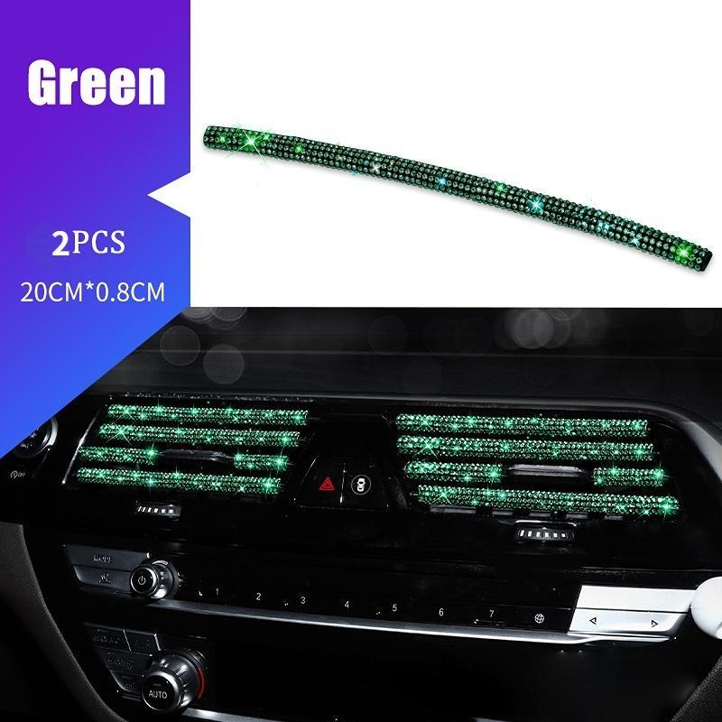 2Pcs Car Air Conditioner Outlet Decorative Strips Universal U Shape Clip Rhinestones Grille Sticker Auto Interior Accessories