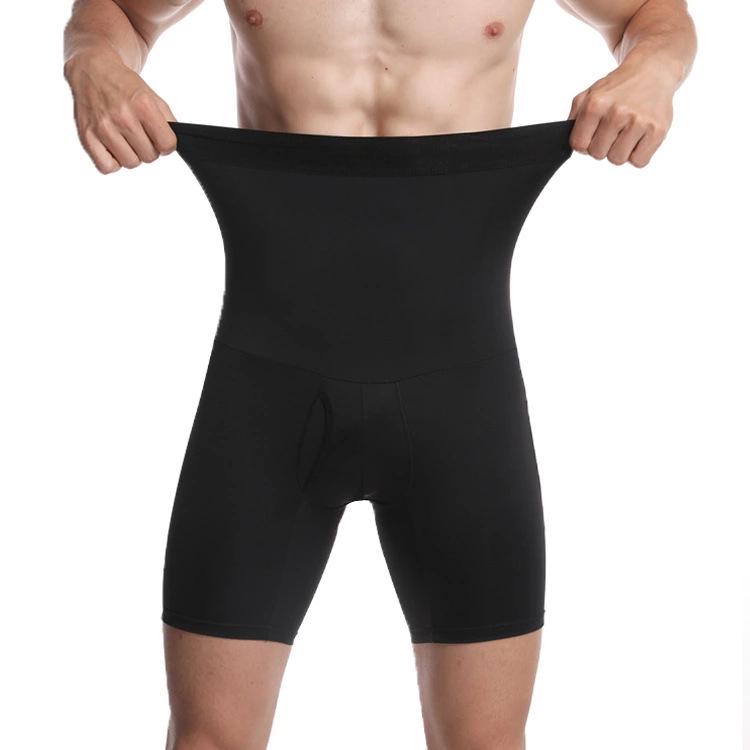 Herren Doppel-Lagen High-Waist Bauchweg-Hose – Atmungsaktiv, Elastisch, Hüfthebend, Einfarbig, Übergröße.